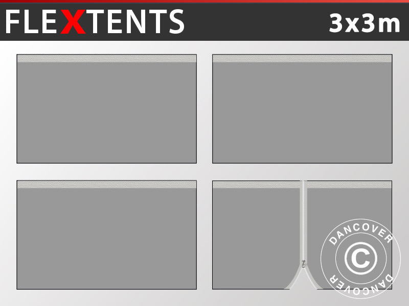 Zestaw ścian bocznych dla Namiot ekspresowy FleXtents 3x3m, Szary