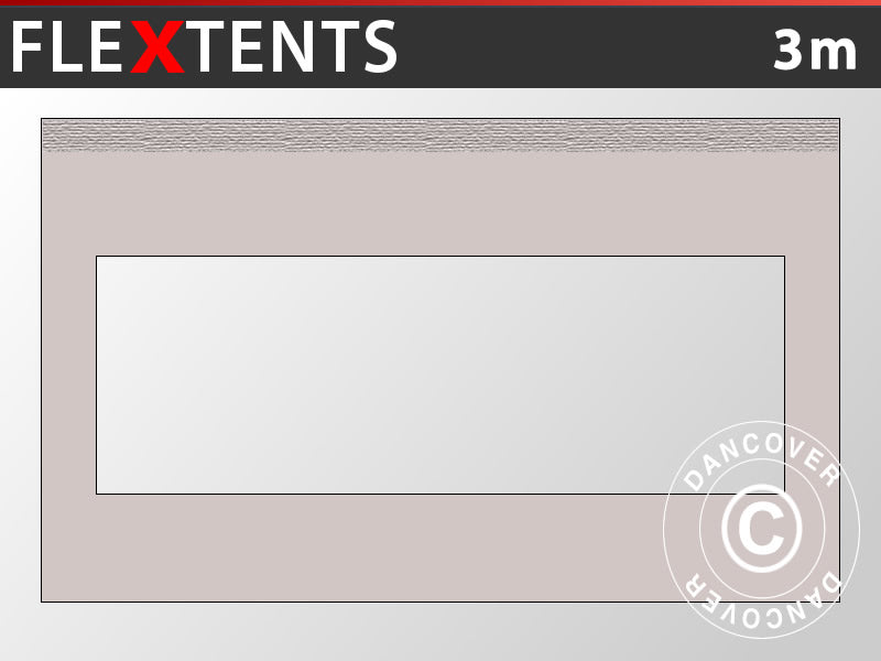 Ścianka boczna z oknem panoramicznym do FleXtents, 3m, Latte