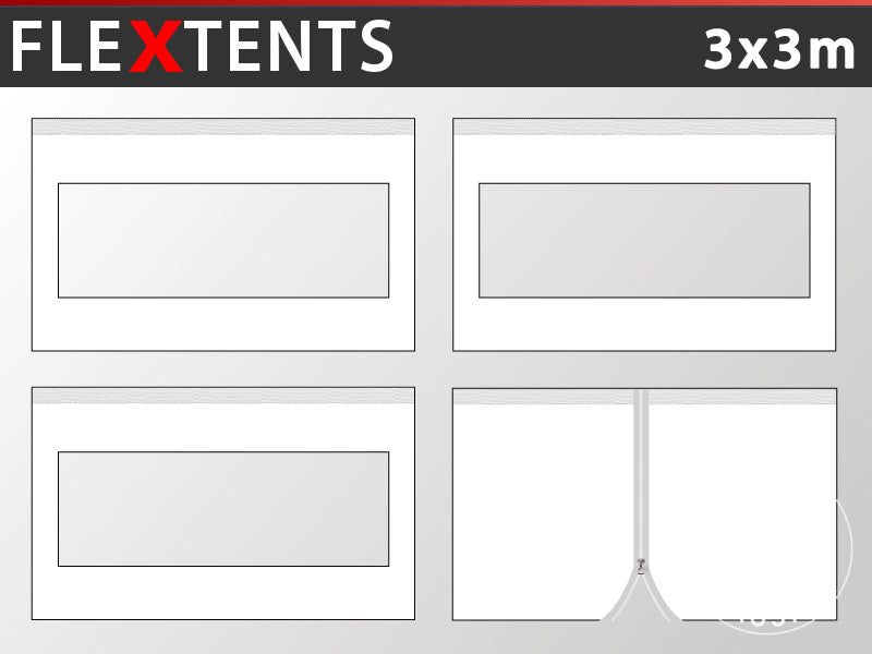 Zestaw ścian bocznych dla Namiot ekspresowy FleXtents 3x3m, Biały