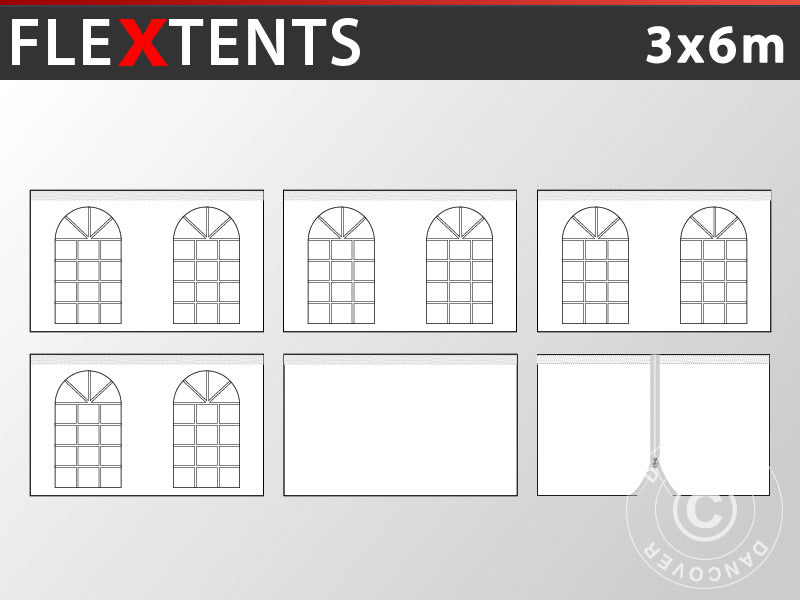 Zestaw ścian bocznych dla Namiot ekspresowy FleXtents Vintage 3x6m, Biały
