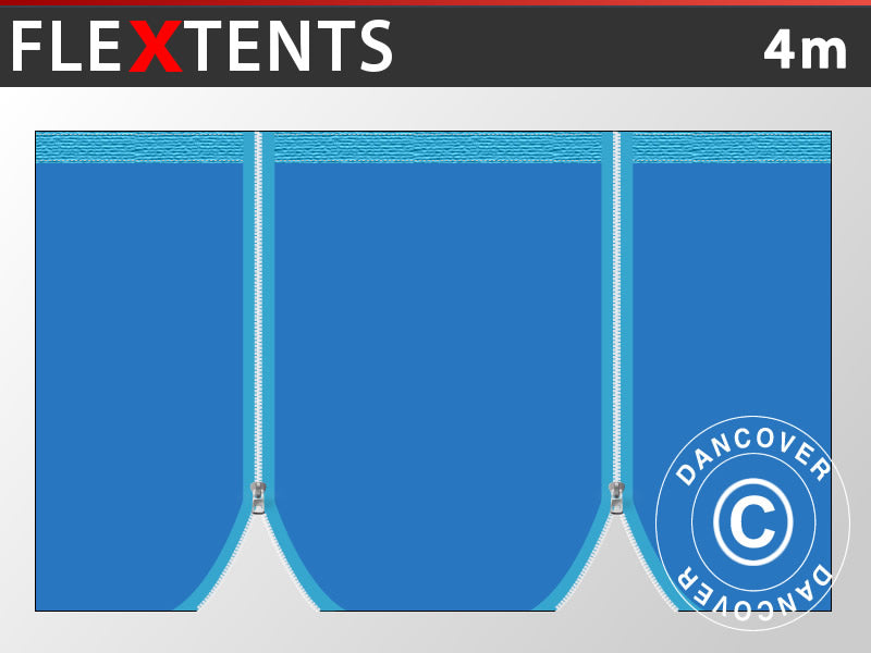 Ścianka boczna z zamkami błyskawicznymi dla FleXtents, 4m, Niebieski