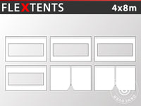 Zestaw ścian bocznych dla Namiot ekspresowy FleXtents 4x8m, Biały