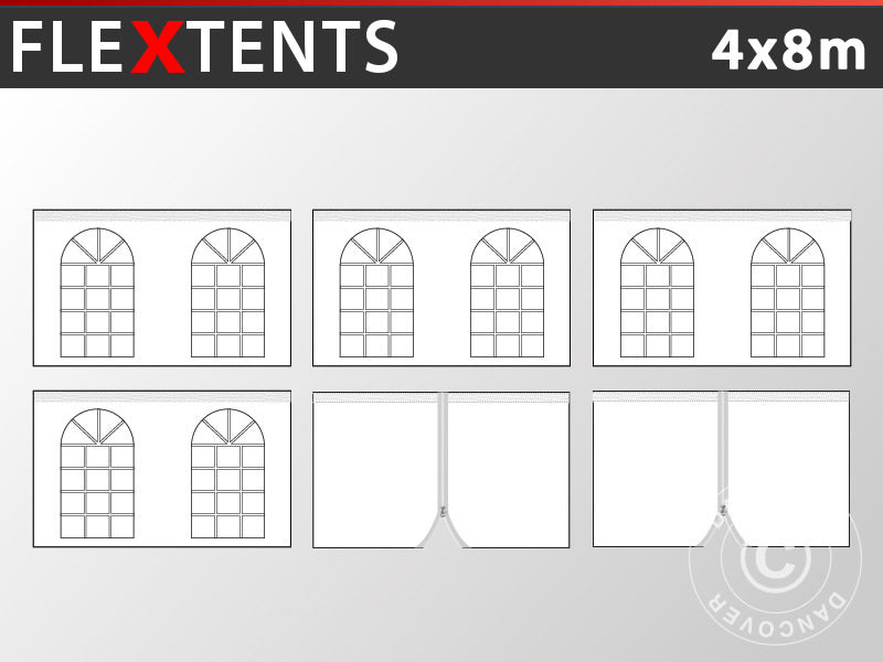 Zestaw ścian bocznych dla Namiot ekspresowy FleXtents Vintage 4x8m, Biały