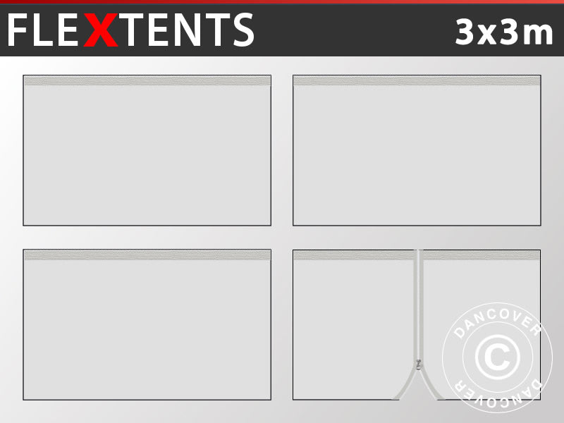 Zestaw ścian bocznych dla Namiot ekspresowy FleXtents 3x3m, Srebrny