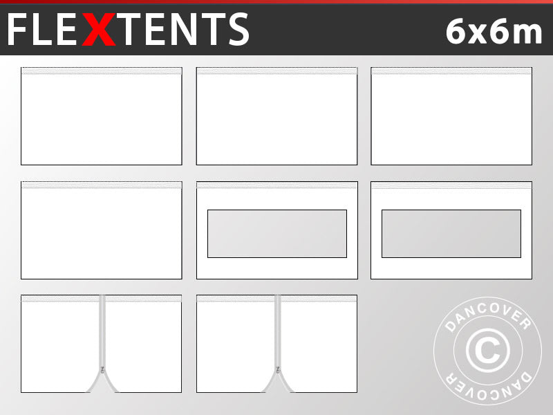 Zestaw ścian bocznych dla Namiot ekspresowy FleXtents PRO 6x6m, Biały