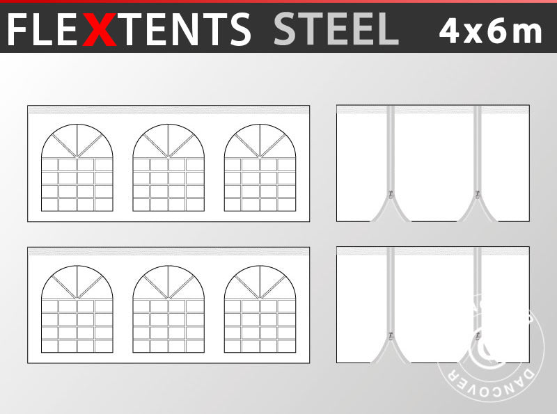 Zestaw ścian bocznych dla Namiotu ekspresowego FleXtents Steel 4x6m, Biały
