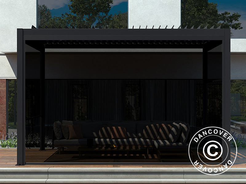 Parawan boczny do bioklimatycznej pergoli San Pablo, 3m, Czarny