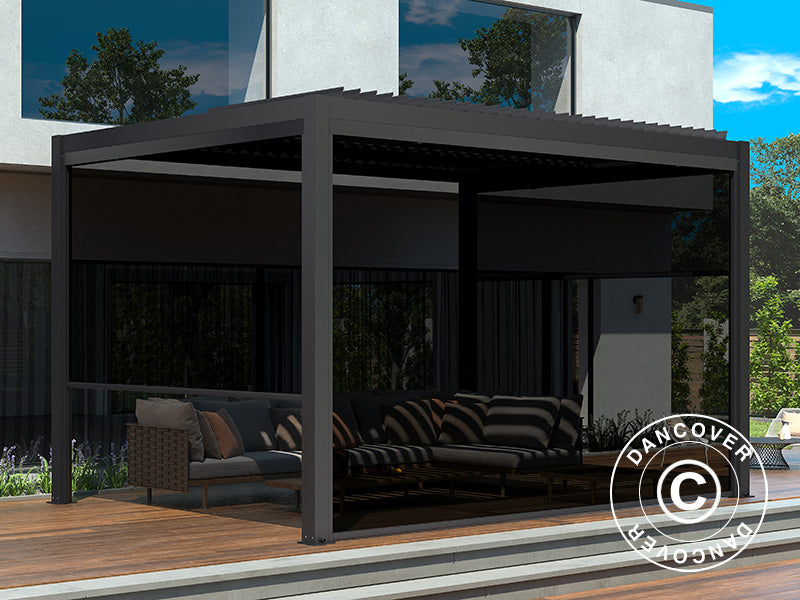 Parawan boczny do bioklimatycznej pergoli San Pablo, 4m, Czarny