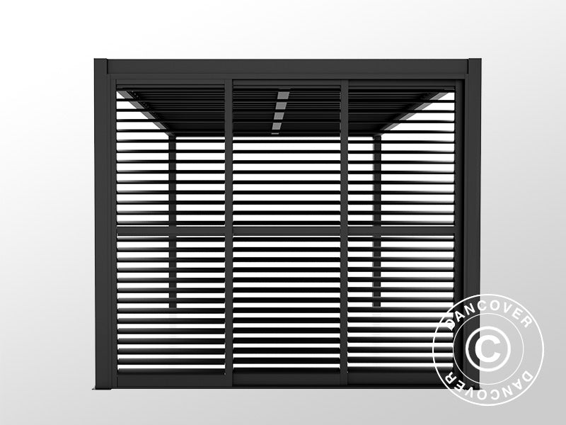 Drzwi przesuwne z żaluzjami do pawilonu ogrodowego San Pablo 3m, 0,92x2,18m, Czarny