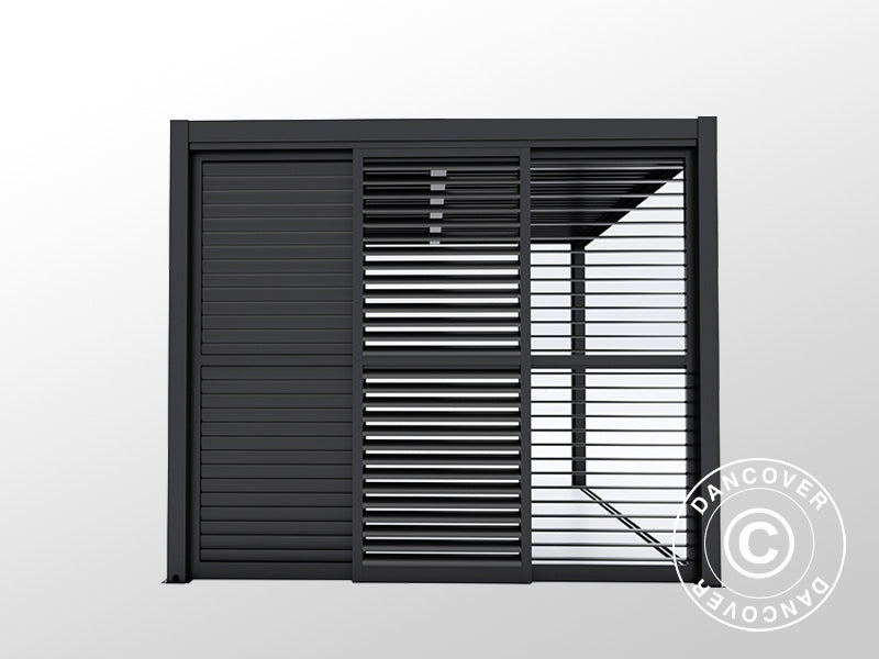 Drzwi przesuwne z żaluzjami do pawilonu ogrodowego San Pablo 3m, 0,92x2,18m, Czarny