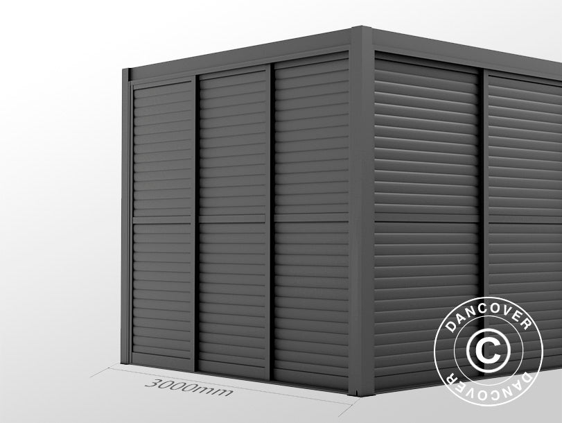 Drzwi przesuwne z żaluzjami do pawilonu ogrodowego San Pablo 3m, 0,92x2,18m, Czarny