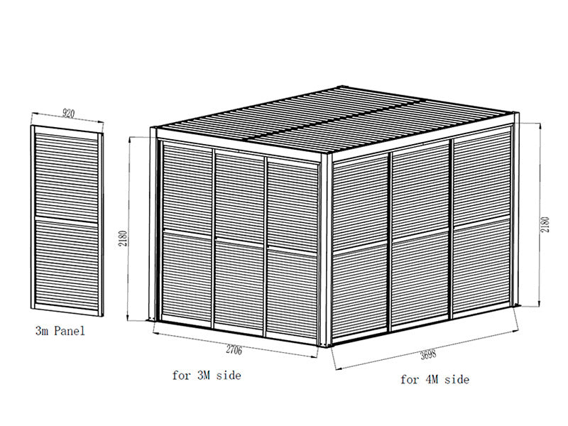 Drzwi przesuwne z żaluzjami do pawilonu ogrodowego San Pablo 3m, 0,92x2,18m, Czarny