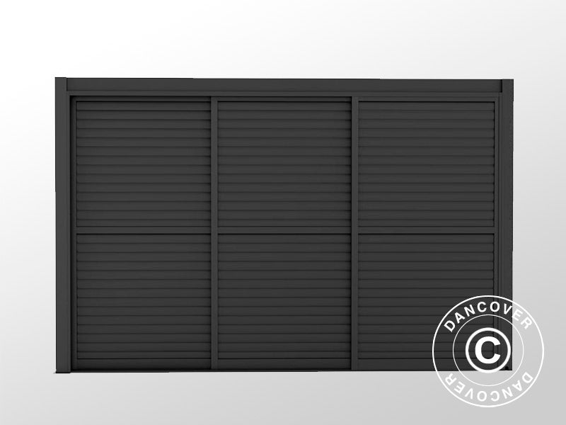 Zestaw drzwi przesuwnych z lamelami do pawilonu ogrodowego San Pablo 4m, 1,25x2,18m, Czarny