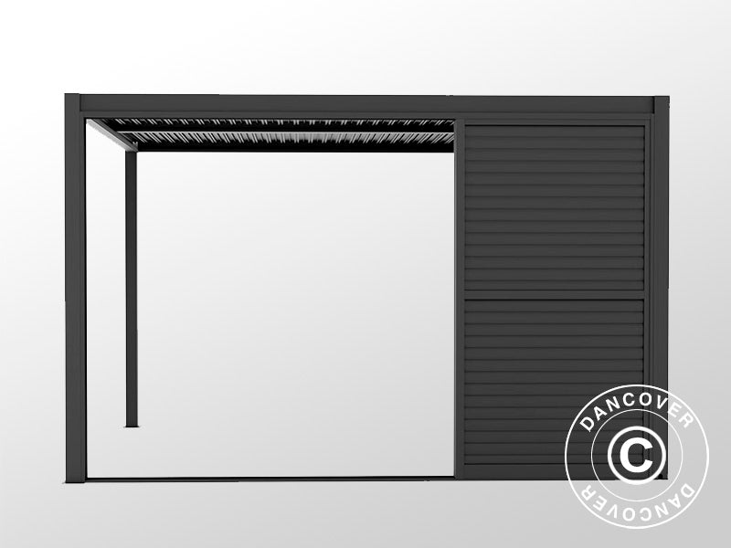 Zestaw drzwi przesuwnych z lamelami do pawilonu ogrodowego San Pablo 4m, 1,25x2,18m, Czarny