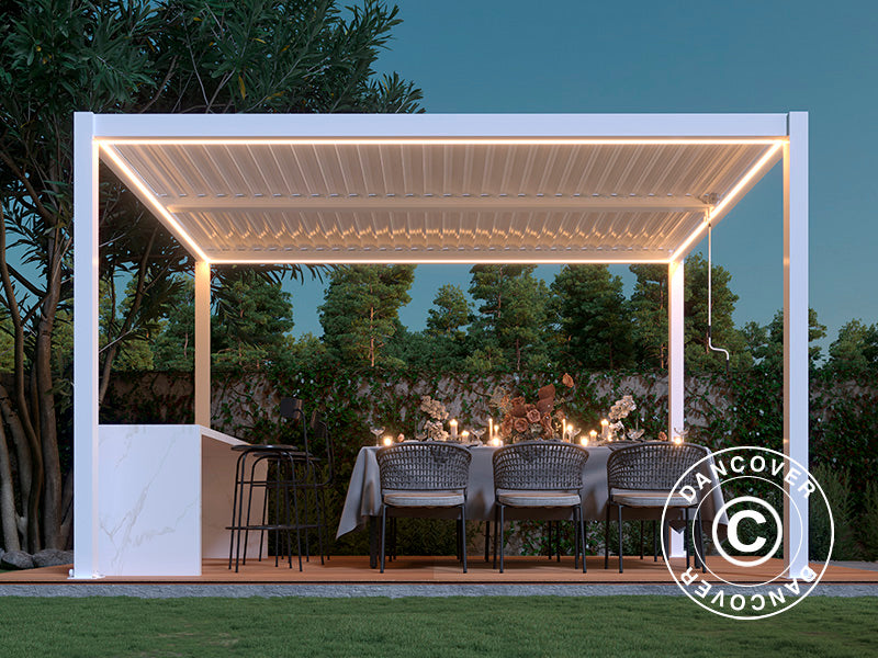 Taśma LED do pergoli San Pablo 3x4m, 4 szt., Ciepła biel