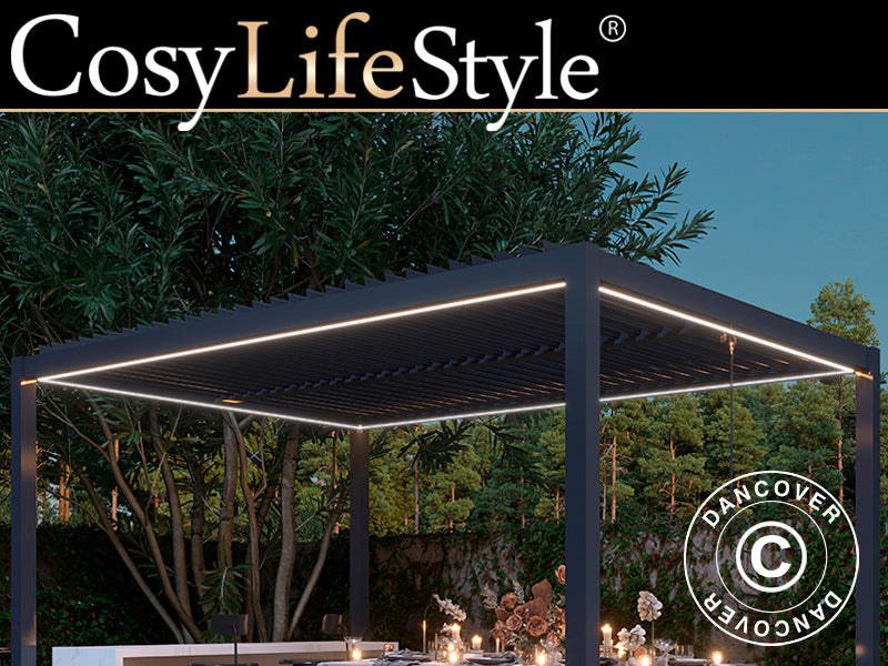 Taśma LED do pergoli San Pablo 4x4m, 4 szt., Ciepła biel