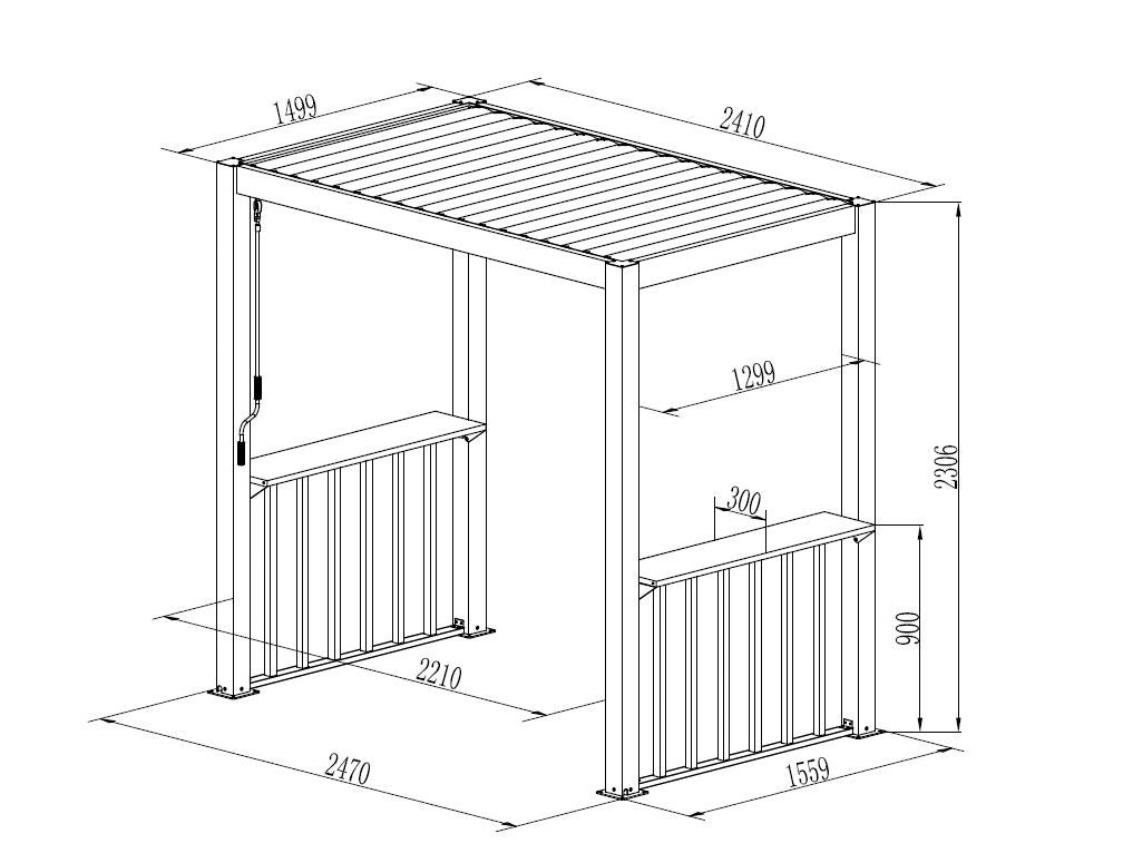 Zestaw płotków do pergoli grillowej San Juan, Czarny/Imitacja drewna, 2 szt.