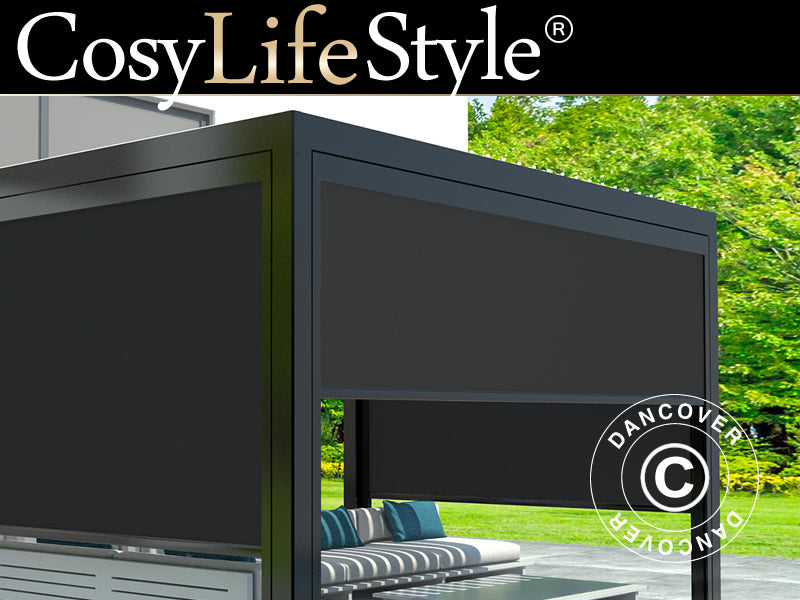 Parawan boczny do bioklimatycznej pawilonu pergola San Marino, 4m, Antracyt