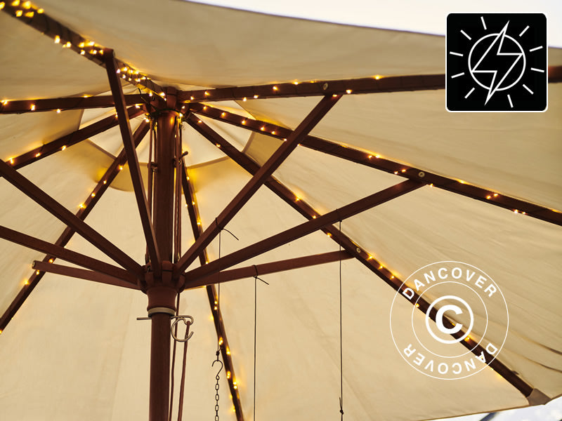 Łańcuch świetlny LED solarny do parasola, Knirke, 8x1,5m, Ciepła biel