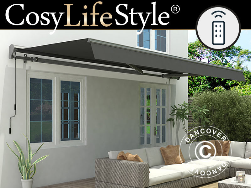 Awning 2,95x2,5m w/Remote Control Grey/Grey+UKAdap