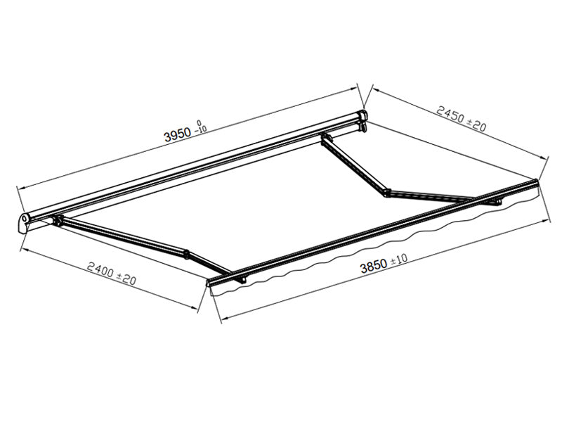 Awning 3,95x2,5m w/Remote Control Grey/Grey+UKAdap