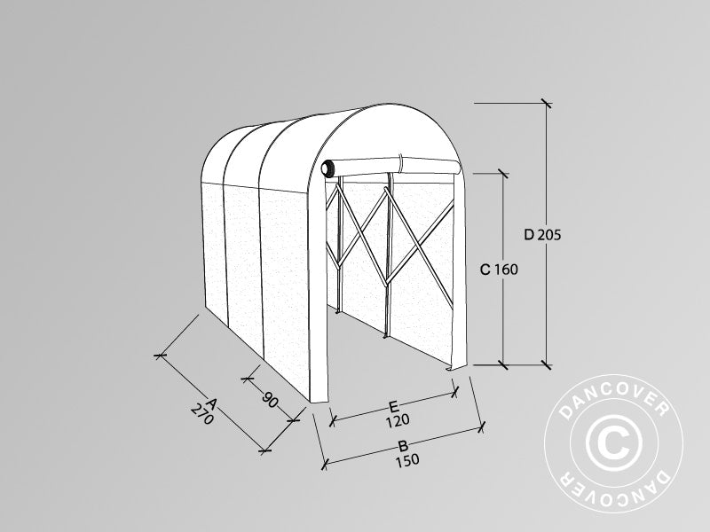 Garaż składany tunelowy (Motocyklowy), 1,5x2,7x2,05m, Beżowy