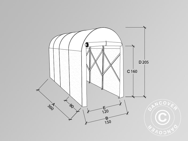 Garaż składany tunelowy (Motocyklowy), 1,5x3,6x2,05m, Beżowy