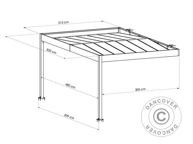 Wiata przyścienna Libeccio Wall, 3,2x5,09x2,34m, Antracyt