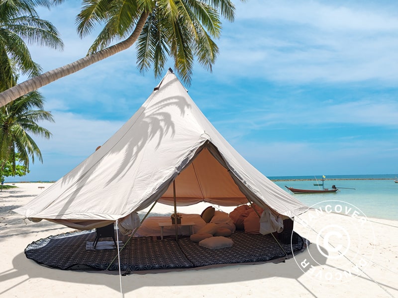 Namiot dzwonkowy do glampingu, TentZing®, 4x4m, 4-osobowy, Piaskowy