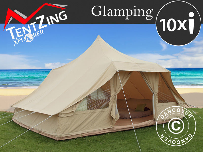 Namiot do glampingu, TentZing®, 4x5m, 10 osób, Piaskowy