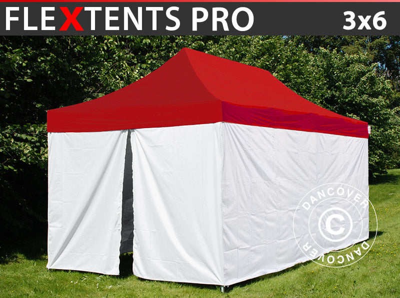 Namiot ekspresowy FleXtents® PRO, namiot medyczny i ratunkowy, 3x6m, czerwony/biały, w tym 6 ściany boczne