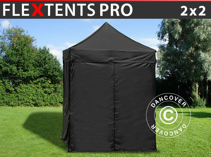 Namiot Ekspresowy FleXtents PRO 2x2m Czarny, mq 4 ściany boczne