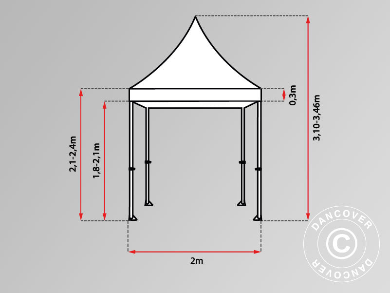 Namiot Ekspresowy FleXtents PRO 2x2m Czarny, mq 4 ściany boczne