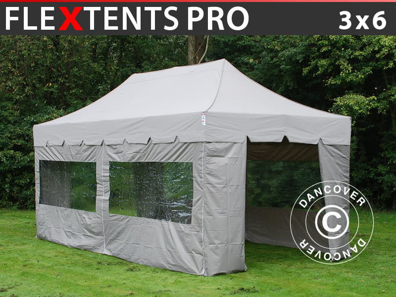 Namiot Ekspresowy FleXtents PRO "Peaked" 3x6m Latte, mq 6 ściany boczne