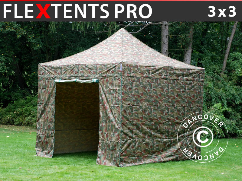 Namiot Ekspresowy FleXtents PRO 3x3m Kamuflaż/Wojskowy, mq 4 ściany boczne
