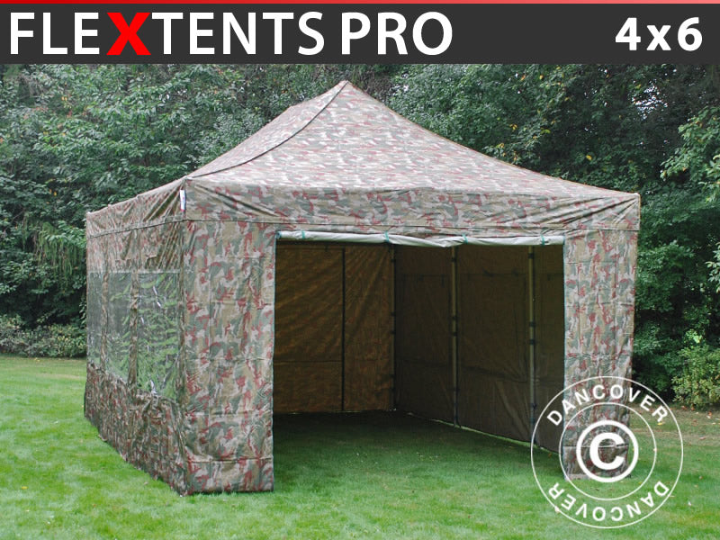 Namiot Ekspresowy FleXtents PRO 4x6m Kamuflaż/Wojskowy, mq 8 ściany boczne