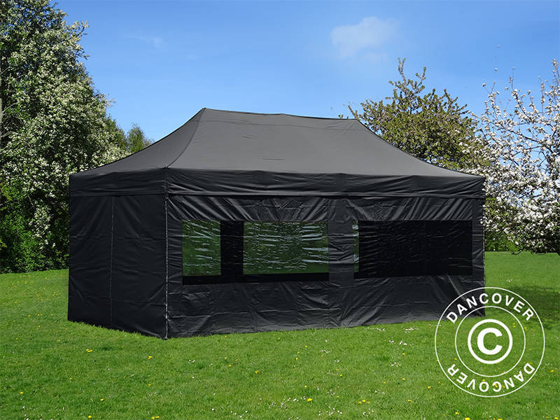 Namiot Ekspresowy FleXtents PRO 3x6m Czarny, mq 6 ściany boczne