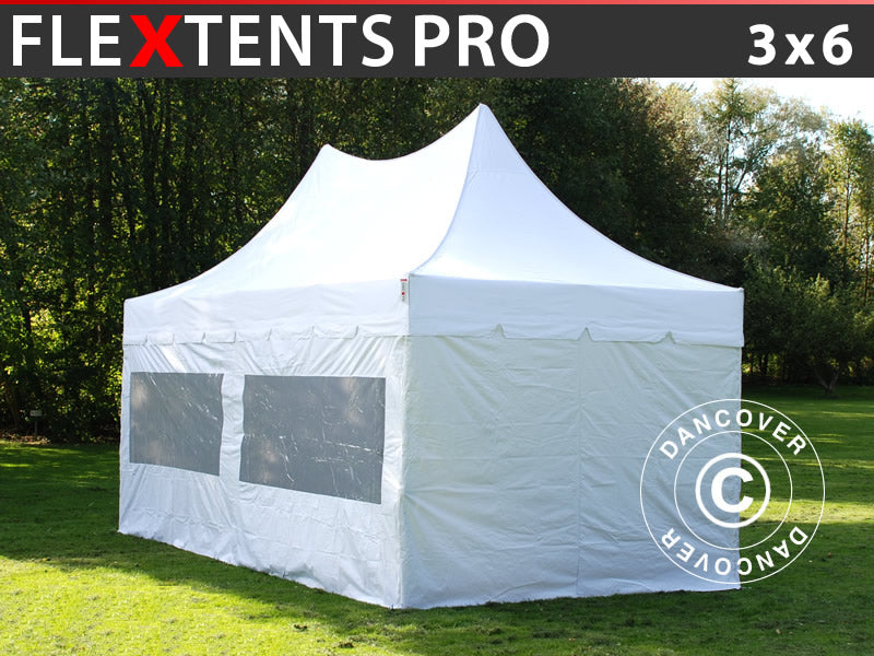 Namiot ekspresowy FleXtents PRO Peak Pagoda 3x6m Biały, mq 6 ściany boczne w zestawie