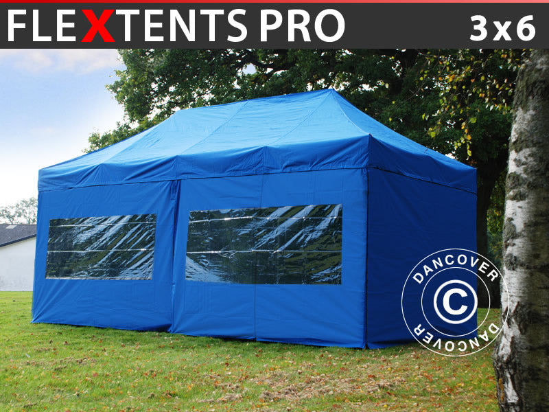 Namiot Ekspresowy FleXtents PRO 3x6m Niebieski, mq 6 ściany boczne