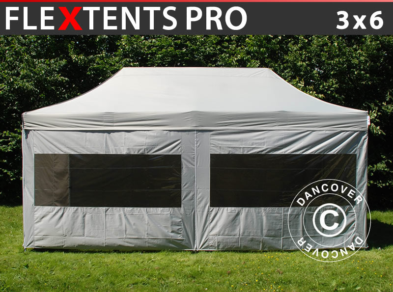 Namiot Ekspresowy FleXtents PRO 3x6m srebrny, mq 6 ściany boczne