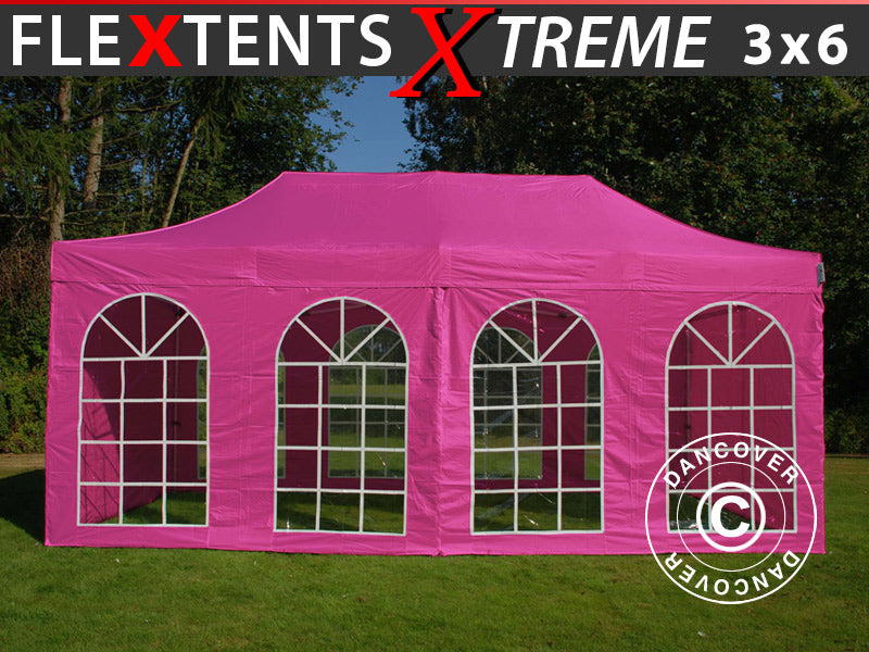 Namiot Ekspresowy FleXtents Xtreme 50 Vintage Style 3x6m Różowy, mq 6 ściany boczne