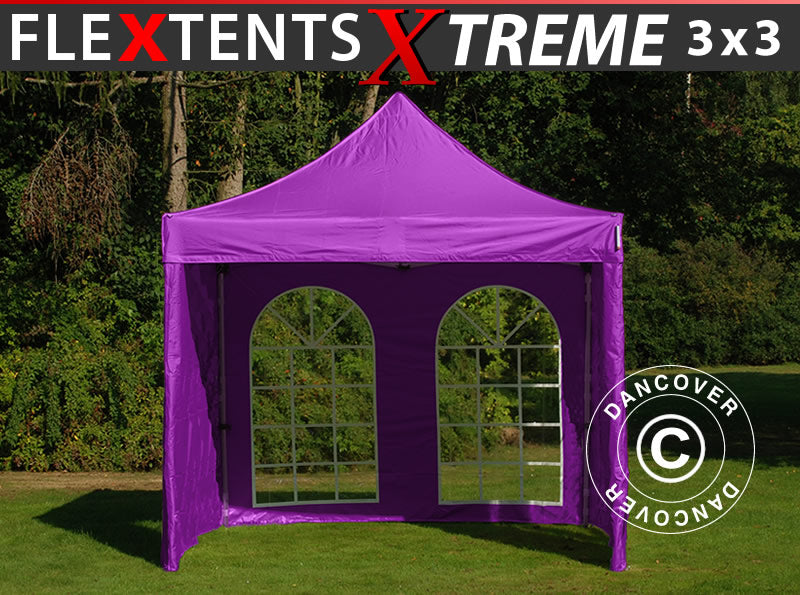 Namiot Ekspresowy FleXtents Xtreme 50 Vintage Style 3x3m Fioletowy, mq 4 ściany boczne