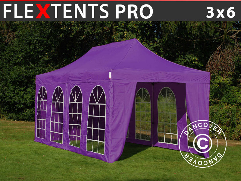 Namiot Ekspresowy FleXtents PRO Vintage Style 3x6m Fioletowy, mq 6 ściany boczne
