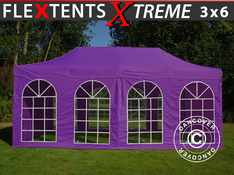 Namiot Ekspresowy FleXtents Xtreme 50 Vintage Style 3x6m Fioletowy, mq 6 ściany boczne