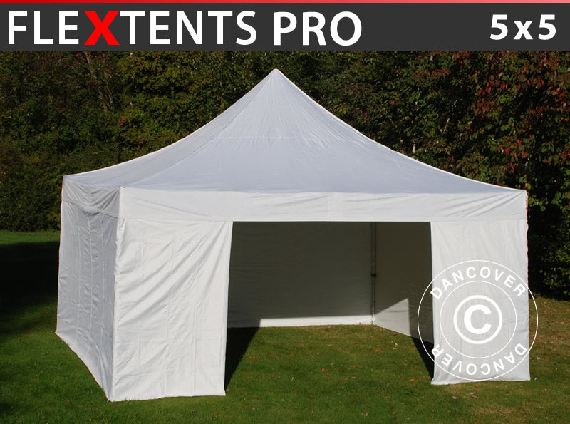 Namiot Ekspresowy FleXtents PRO 5x5m Biały, mq 4 ściany boczne