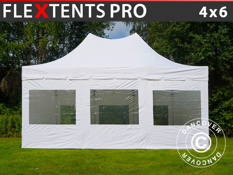 Namiot ekspresowy FleXtents PRO Peak Pagoda 4x6m Biały, mq 8 ściany boczne