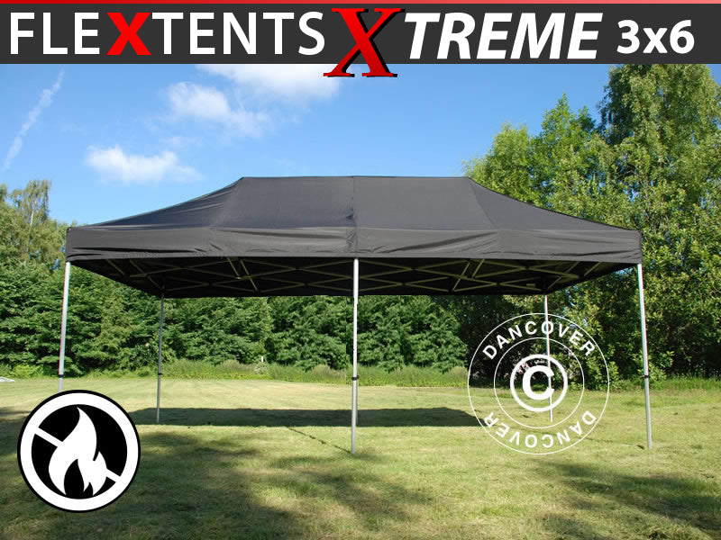 Namiot Ekspresowy FleXtents Xtreme 50 3x6m Czarny, Ogniotrwale