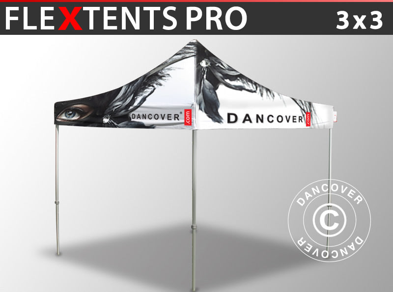 Namiot ekspresowy FleXtents PRO z pełnym zadrukiem cyfrowym, 3x3m