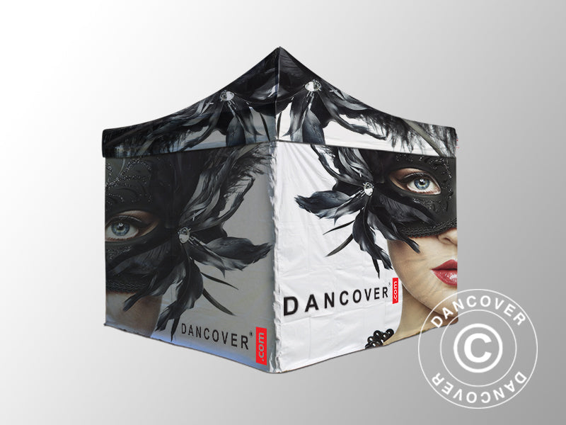 Namiot ekspresowy FleXtents PRO z pełnym zadrukiem cyfrowym, 3x4,5m, zawierający 4 ściany boczne