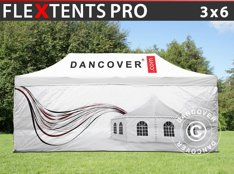 Namiot ekspresowy FleXtents PRO z pełnym zadrukiem cyfrowym, 3x6m, zawierający 4 ściany boczne